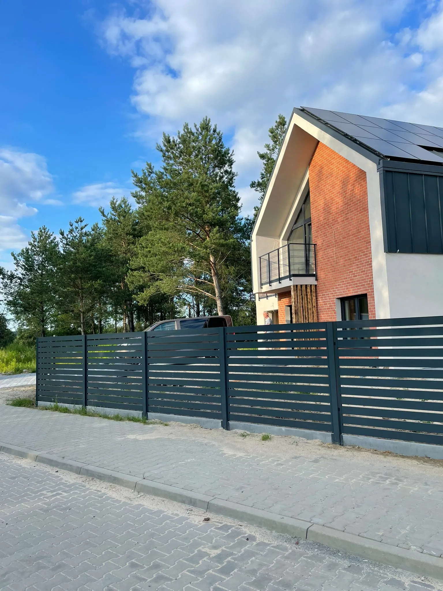 Ogrodzenie nowoczesne poziome antracyt przy nowoczesnym domu - kompletny przewodnik 2026