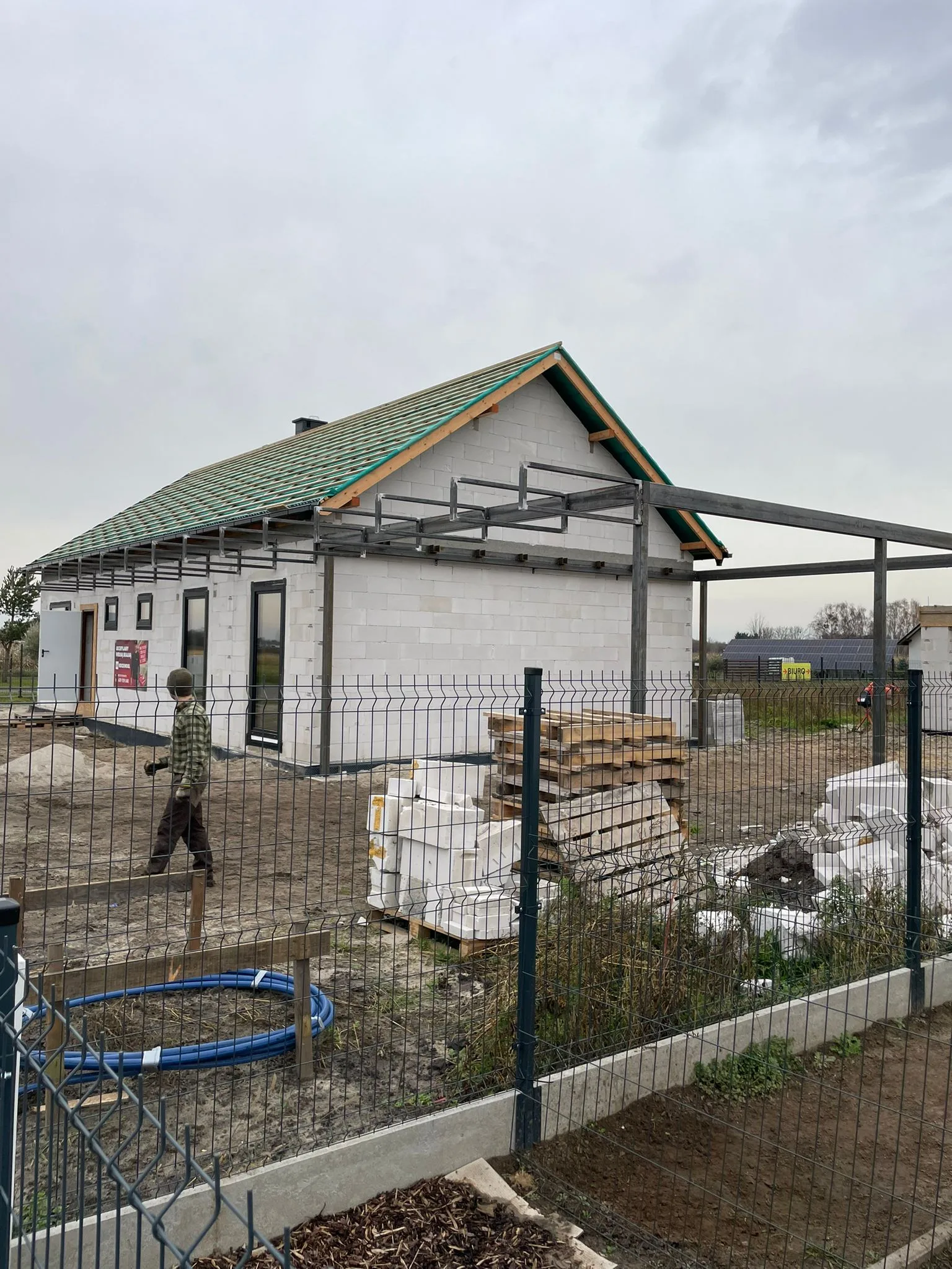 Pergola przydomowa stalowa konstrukcja surowa w budowie - realizacja okolice Gorzowa | Stalowy Bechta